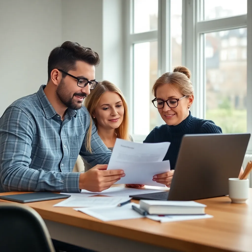Nederlandse familie vergelijkt verzekeringen op laptop